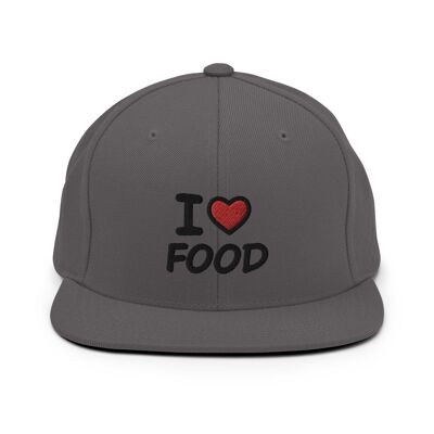 "I Love Food" Snapback Cap - Dark Grey