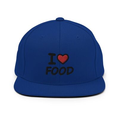 Casquette Snapback "I Love Food" bleu roi