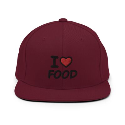 Gorra Snapback "I Love Food" - Granate