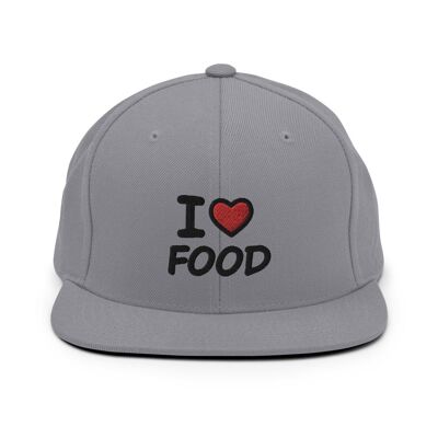 Casquette Snapback "I Love Food" argent