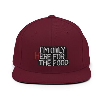 Gorra Snapback "Solo estoy aquí por la comida" - Granate