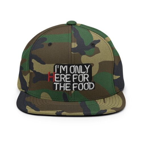 "I'm Only Here For The Food" Snapback-Cap - Grün Camouflage