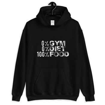 Sweat à capuche "0% Gym 0% Diet 100% Food" - Noir 3XL 1