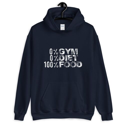 "0% Gym 0% Diet 100% Food" Hoodie - Navy 2XL