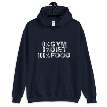 Sweat à capuche "0% Gym 0% Diet 100% Food" - Marine 3XL 1