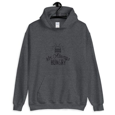 Felpa con cappuccio "Mr Always Hungry" - Dark Heather