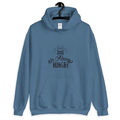 Sweat à capuche "Mr Always Hungry" - Bleu Indigo