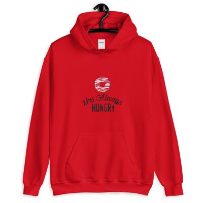 Sudadera con capucha "Mrs Always Hungry" - Rojo