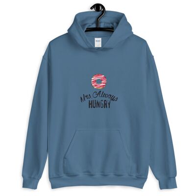 Sudadera con capucha "Mrs Always Hungry" - Azul índigo