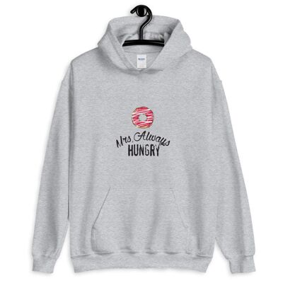 Sudadera con capucha "Mrs Always Hungry" - Gris deportivo