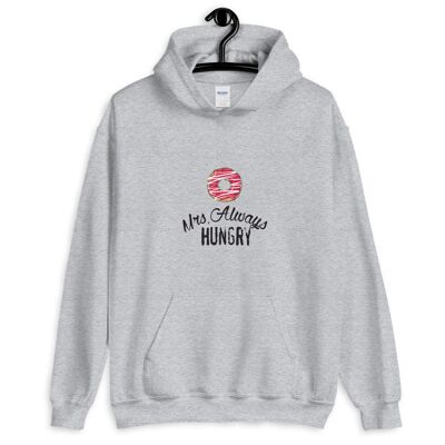 Sudadera con capucha "Mrs Always Hungry" - Gris deportivo 3XL