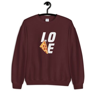 "Pizza Love" Sweater - Maroon 2XL