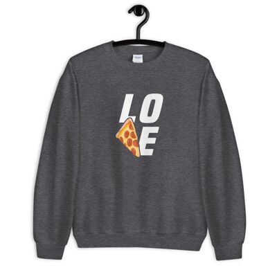 "Pizza Love" Sweater - Dark Heather 2XL