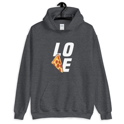 "Pizza Love" Hoodie - Dunkles Heather 2XL