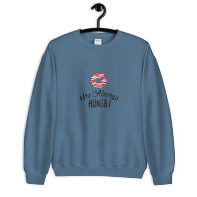 "Mrs Always Hungry" Pullover - Indigoblau