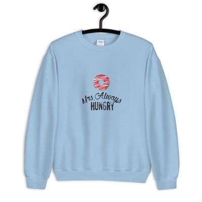 "Mrs Always Hungry" Sweater - Light Blue 2XL