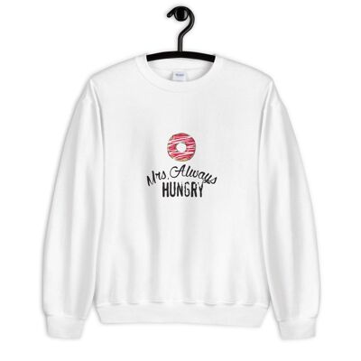 "Mrs Always Hungry" Pullover - Weiß 2XL