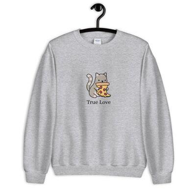 Suéter Cat & Pizza True Love - Gris deportivo