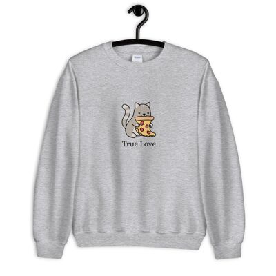 Suéter "Cat & Pizza True Love" - Gris deportivo 2XL