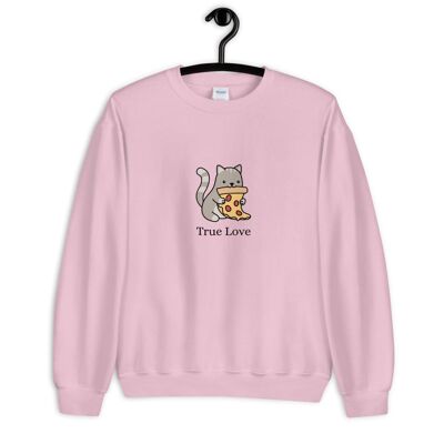 "Cat & Pizza True Love" Sweater - Light Pink