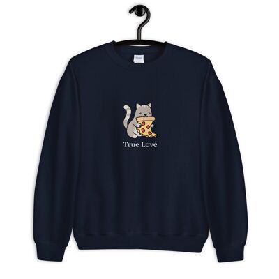 "Cat & Pizza True Love" Sweater - Navy