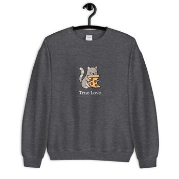 Pull "Cat & Pizza True Love" - Chiné Foncé 1