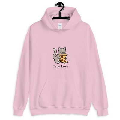 "Cat & Pizza True Love" Hoodie - Light Pink