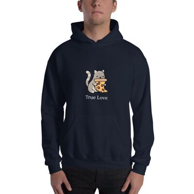 "Cat & Pizza True Love" Hoodie - Navy 2XL