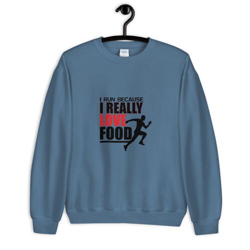 "I Run Because I Really Love Food" Pullover - Indigoblau