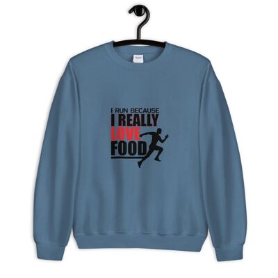 Suéter "Corro porque me encanta la comida" - Azul índigo 2XL