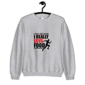 Pull "Je Cours Parce que J'aime Vraiment La Nourriture" - Gris Sport 2XL 1