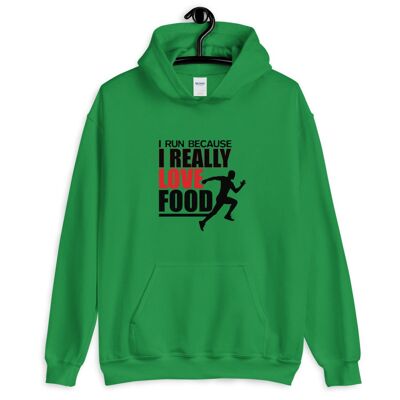 Sudadera con capucha "Corro porque me encanta la comida" - Verde irlandés