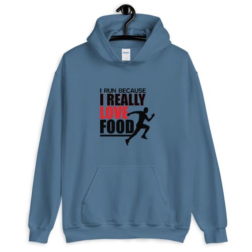 "I Run Because I Really Love Food" Hoodie - Indigoblau