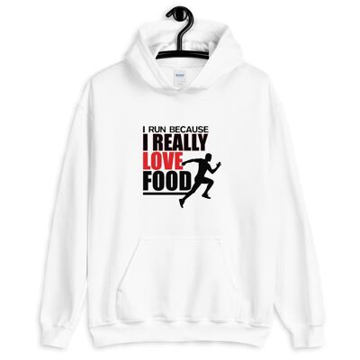 Sudadera con capucha "Corro porque me encanta la comida" - Blanco 3Xl