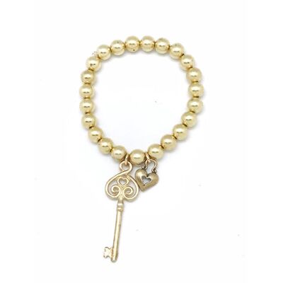 Cadenas d'amour et bracelet clé. Or élastique.