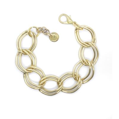 Pulsera cadena doble link dorado