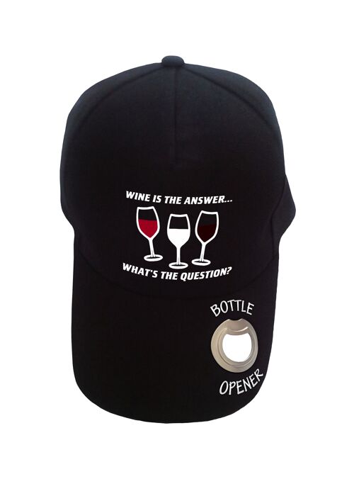 Black baseball cap Wine is the answer