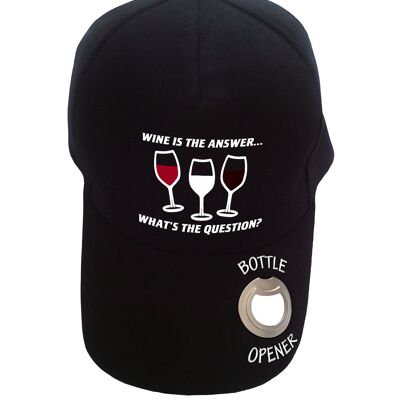 Black baseball cap Wine is the answer