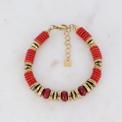 Pulsera Nikki con coral vegetal rojo