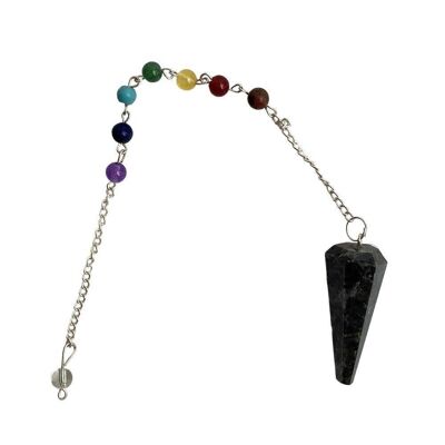 Pendulum with 7 Chakra Beaded Chain, Larvikite