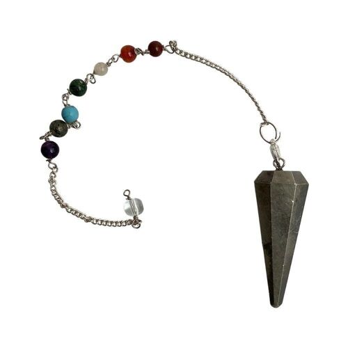 Pendulum with 7 Chakra Beaded Chain, Pyrite