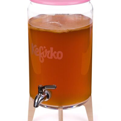 Kefirko Kombucha Fermenter Kit 7Litre - Pink with Spigot and Stand