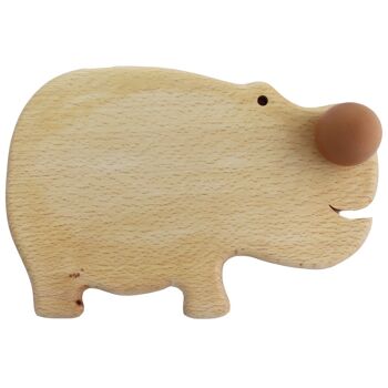 Plateau petit-déjeuner en bois avec motif animalier hippopotame 2