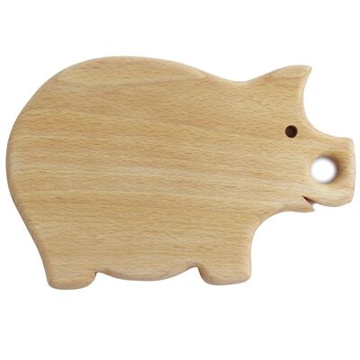 Wooden breakfast board with animal motif pig
