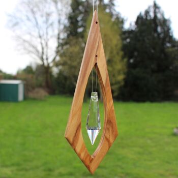 Décoration de fenêtre en bois Pendule avec cristal au plomb 2