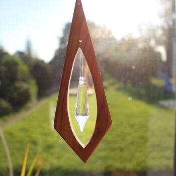 Décoration de fenêtre en bois Pendule avec cristal au plomb 3