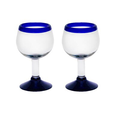 Verres à liqueur sur pied 6cl lot de 2 Copitas bleu