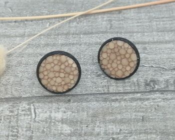 Boucles d'oreilles - Maritime - cuir de raie - noir-taupe