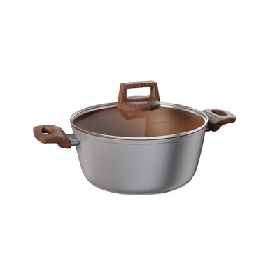 CASSEROLE AVEC COUVERCLE EN VERRE VULCANO 16 CM - TOUS FEUX Y COMPRIS INDUCTION