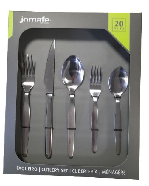 CUTLERY SET WITH CASE 20 PIECES LISO M3 STEAK  ( 4 STEAK KNIFE + 4 TABLE SPOON + 4 TABLE FORK + 4 DESSERT SPOON+ 4 DESSERT FORK ) - Made in Portugal